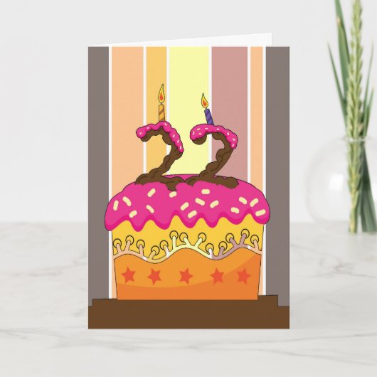 蝋燭22が付いているお誕生日ケーキ-第22誕生日gr カード (正面)