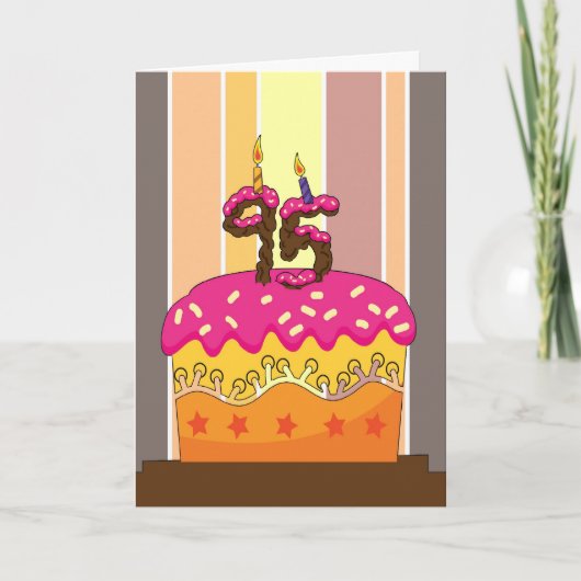 蝋燭95が付いているお誕生日ケーキ-第95誕生日gr カード (正面)
