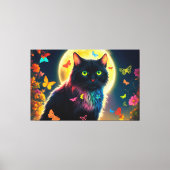 蝶сの月の花を輝くカラフルかわいい キャンバスプリント (正面)