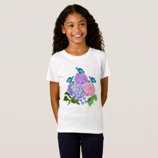 蝶々あじさい枝 Tシャツ