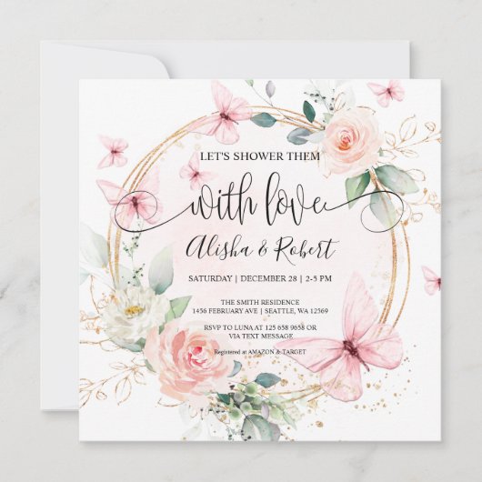 蝶々が恋人同士でシャワーを浴びよう 招待状 (正面)