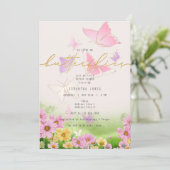 蝶々が私に花を届けてくれる ブライダルシャワーパーティー 招待状 (スタンド正面)