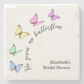 蝶々が私をときめかせる ブライダルシャワー ストーンコースター (正面)