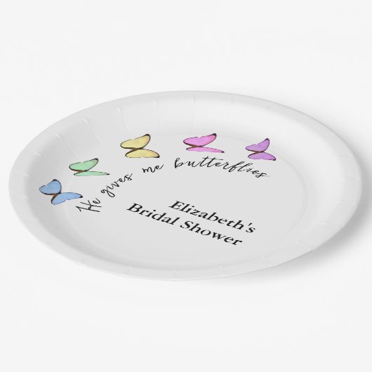 蝶々が私をときめかせる ブライダルシャワー ペーパープレート (アングル)