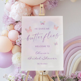 蝶々が私をドキドキさせる ブライダルシャワーのお出迎え アクリルサイン
