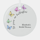蝶々が私をドキドキさせる ブライダルシャワー ガラスオーナメント (正面)