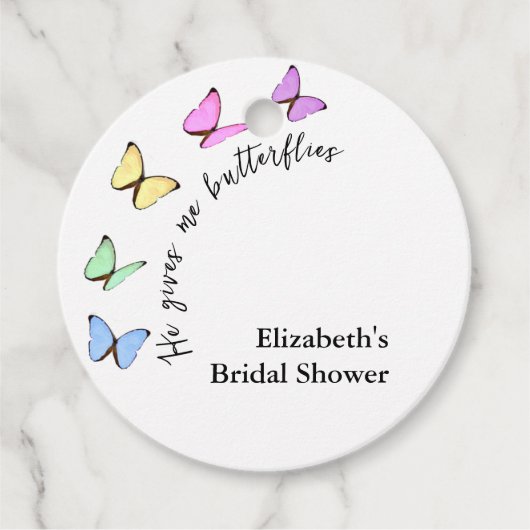 蝶々が私をドキドキさせる ブライダルシャワー フェイバータグ (正面)