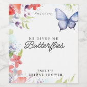 蝶々が私をドキドキさせる ブライダルシャワー ワインラベル (シングルラベル)