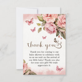 蝶々が赤ちゃんシャワーを浴びる途中にある サンキューカード