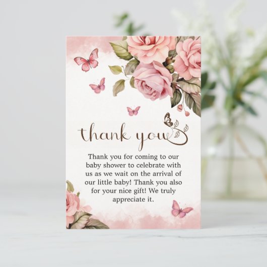 蝶々が赤ちゃんシャワーを浴びる途中にある サンキューカード (スタンド正面)