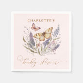 蝶々が赤ちゃんシャワーを浴びる途中にある スタンダードカクテルナプキン (正面)