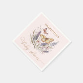 蝶々が赤ちゃんシャワーを浴びる途中にある スタンダードカクテルナプキン (角)