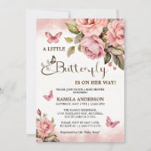 蝶々が赤ちゃんシャワーを浴びる途中にある 招待状 (正面)