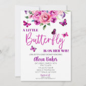 蝶々が赤ちゃんシャワーを浴びる途中にある 招待状 (正面)