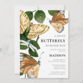 蝶々が赤ちゃんシャワーを浴びる途中にある 招待状 (正面)