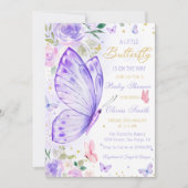 蝶々が赤ちゃんシャワーを浴びる途中にある 招待状 (正面)