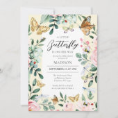 蝶々が赤ちゃんシャワーを浴びる途中にある 招待状 (正面)