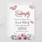 蝶々が赤ちゃんシャワーを浴びる途中にある 招待状 (正面)