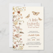 蝶々が赤ちゃんシャワーを浴びる途中にある 招待状 (正面)