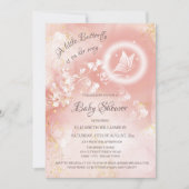 蝶々が赤ちゃんシャワーを浴びる途中にある 招待状 (正面)