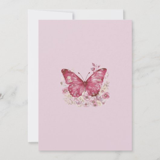 蝶々が赤ちゃんシャワーを浴びる途中にある 招待状 (裏面)