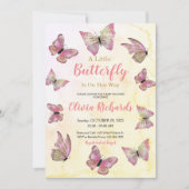 蝶々が赤ちゃんシャワーを浴びる途中にある 招待状 (正面)