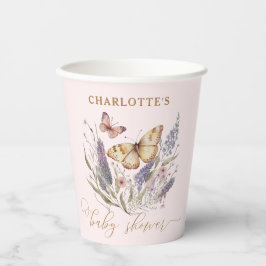 蝶々が赤ちゃんシャワーを浴びる途中にある 紙コップ