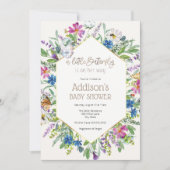 蝶々が赤ちゃんシャワーを浴びる 招待状 (正面)