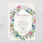 蝶々が赤ちゃんシャワーを浴びる 招待状 (正面/裏面)