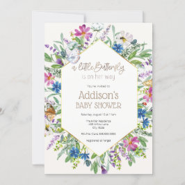 蝶々が赤ちゃんシャワーを浴びる 招待状