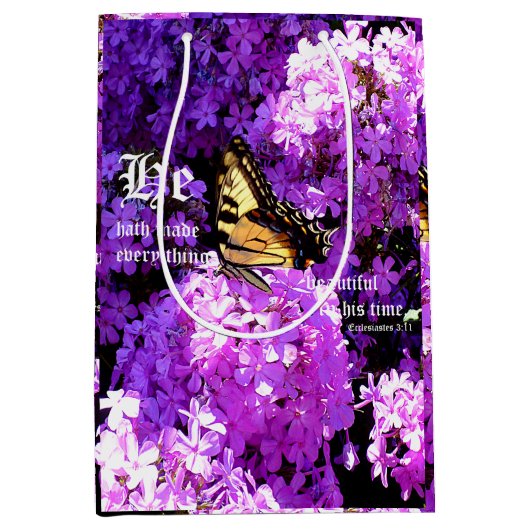 蝶々とフロックス、エクレシアテス3:11 ミディアムペーパーバッグ (正面)