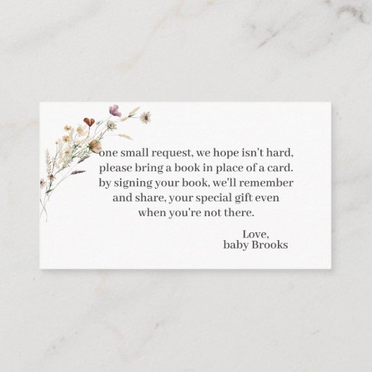 蝶々と山花の本のベビー エンクロージャーカード (裏面)