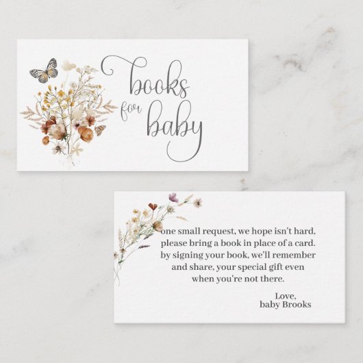 蝶々と山花の本のベビー エンクロージャーカード (正面/裏面)
