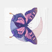 蝶々と彼女の半月 フリースブランケット (正面(横))