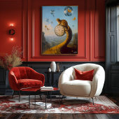 蝶々と時計の超現実的な猫 – Surrealist ポスター