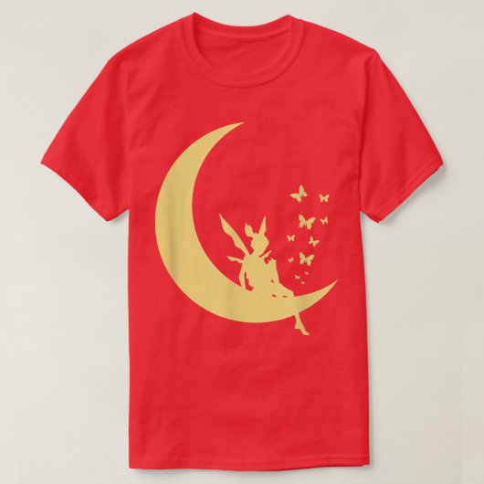 蝶々と月の上の妖精 Tシャツ (デザイン正面)
