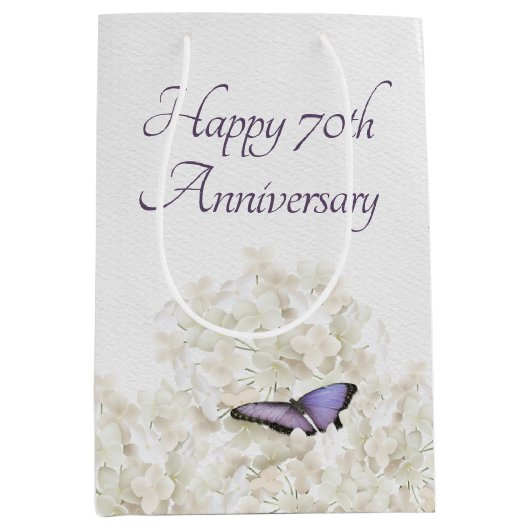 蝶々と白あじさい70周年記念 ミディアムペーパーバッグ (正面)