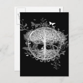 蝶々と白い生活の木 ポストカード (正面/裏面)