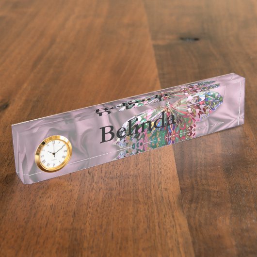 蝶々と紫色のシフォン デスクネームプレート (側面)