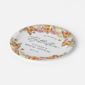 蝶々と芍薬のブライダルシャワー ペーパープレート (アングル)
