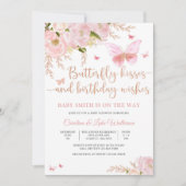 蝶々と花のベビーシャワー招待状 招待状 (正面)