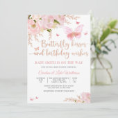 蝶々と花のベビーシャワー招待状 招待状 (スタンド正面)