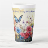 蝶々と花を咲かせる果実 カフェラテマグ (正面)