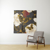 蝶々と花：春のボーホーパターン タペストリー (インサイチュ)