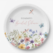 蝶々と野の花のガーデン ブライダルシャワー ペーパープレート (正面)