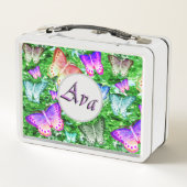 蝶々とAvaの名前 メタルランチボックス (裏面)