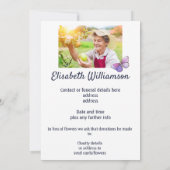 蝶々に対する葬式の告知 案内状 (裏面)