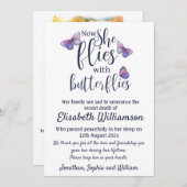蝶々に対する葬式の告知 案内状 (正面/裏面)