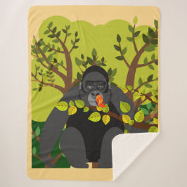 蝶々に魅了されるゴリラ シェルパブランケット