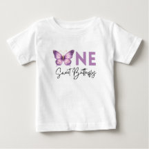 蝶々のかわいい1歳の誕生日Tシャツ